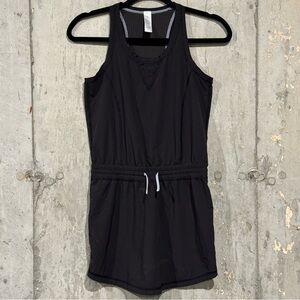Ivivva Size 12 Black Ready Set Goal Dress Scoop Neck Drawstring Waist Racerback